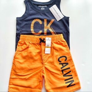Calvin Klein Jeans 3T Matching Set Navy Blue and Orange